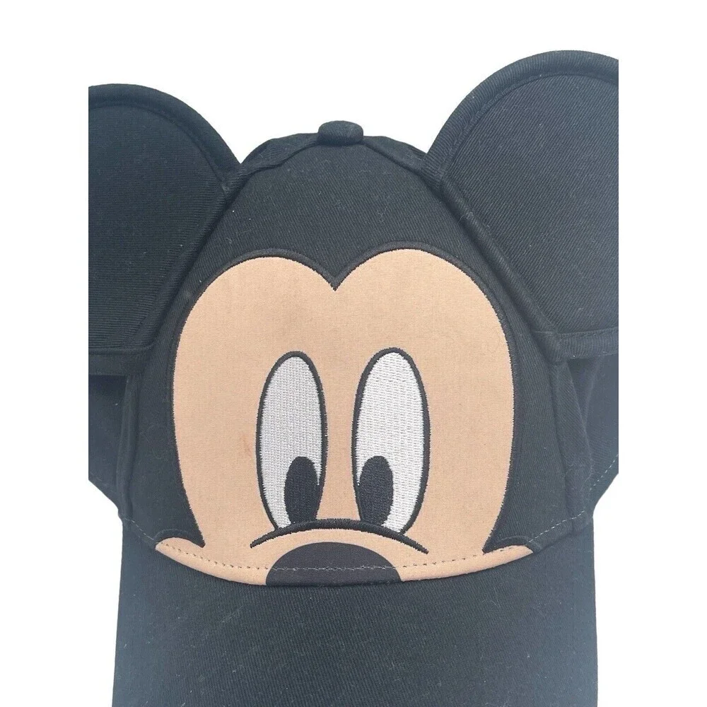 Mickey Mouse Face and Ears Youth Sized Adjustable Hat Black